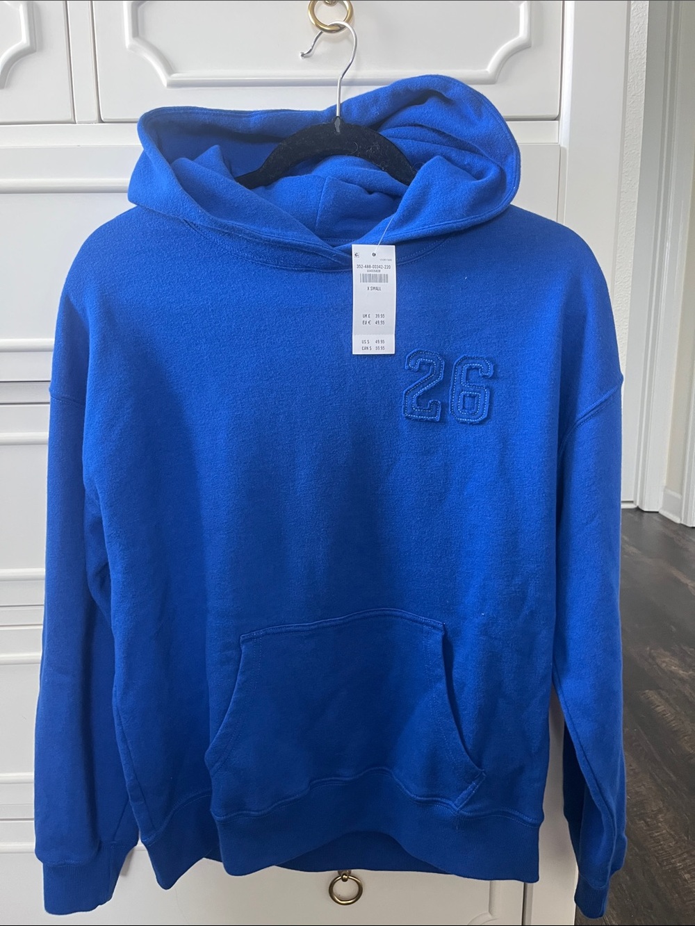 Hollister Royal Blue Pullover Hoodie with Embroidered '26'